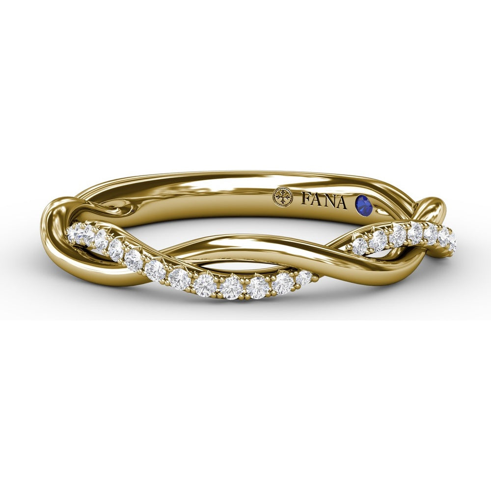 Twist Wedding Band with Pavé-Set Round Diamonds by Fana - 0.14 Carat Total Diamond Weight
