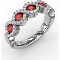 Twisted Band with Pear-Shaped Rubies and Diamond Halos by Fana - 1.00 Carat Total Gemstone Weight