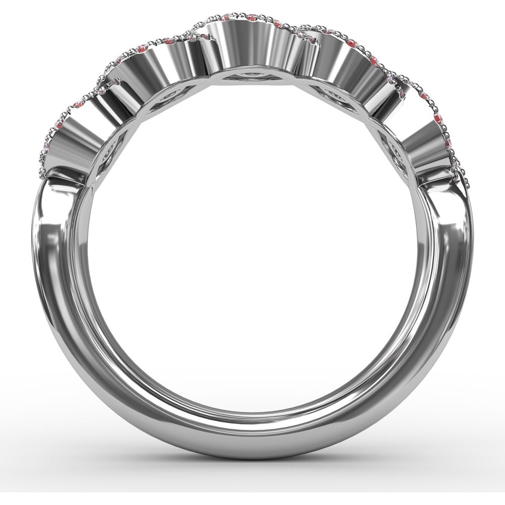 Twisted Band with Pear-Shaped Rubies and Diamond Halos by Fana - 1.00 Carat Total Gemstone Weight