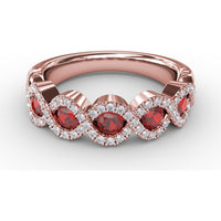 Twisted Band with Pear-Shaped Rubies and Diamond Halos by Fana - 1.00 Carat Total Gemstone Weight