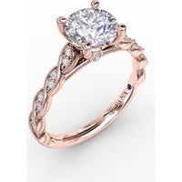 Twisted Diamond-Accented Engagement Ring Setting with Chevron Hidden Halo by Fana - 0.16 Carat Total Diamond Weight