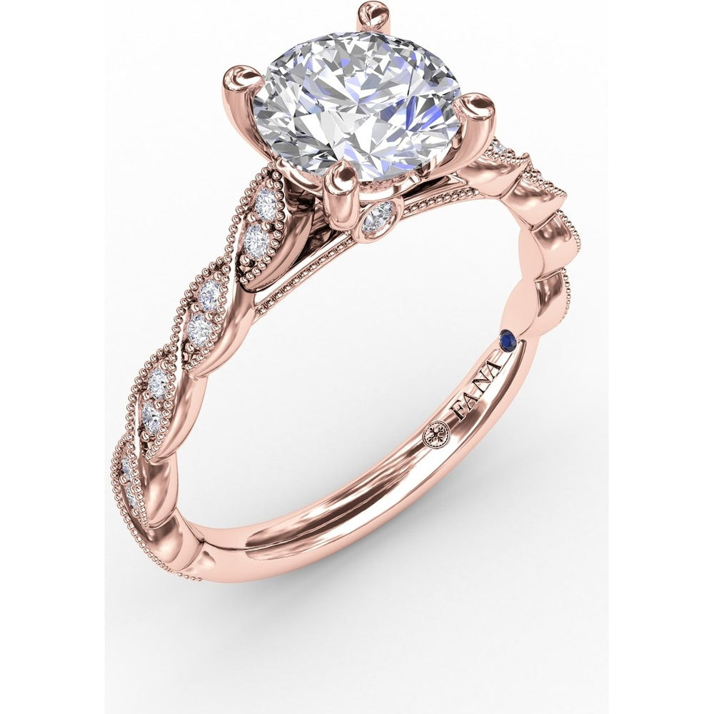 Twisted Diamond-Accented Engagement Ring Setting with Chevron Hidden Halo by Fana - 0.16 Carat Total Diamond Weight