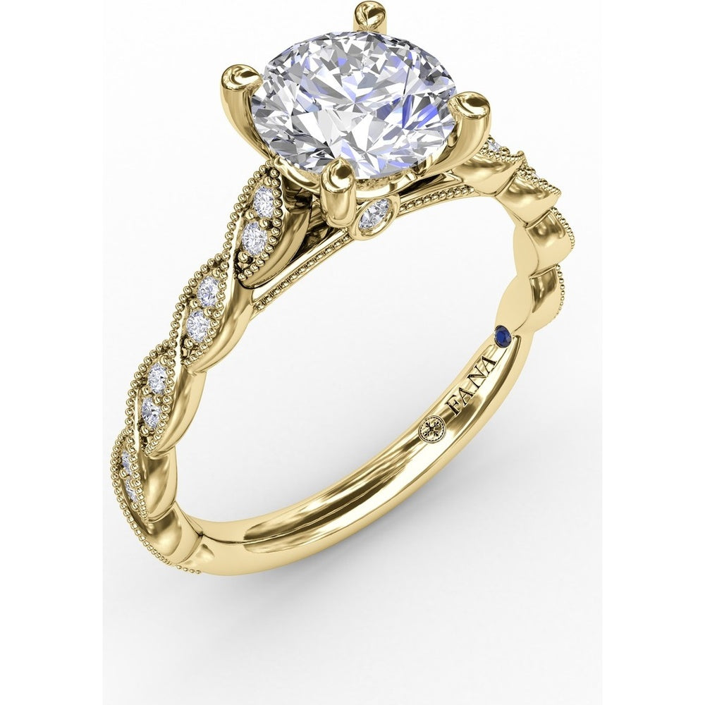Twisted Diamond-Accented Engagement Ring Setting with Chevron Hidden Halo by Fana - 0.16 Carat Total Diamond Weight