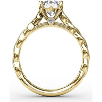 Twisted Diamond-Accented Engagement Ring Setting with Chevron Hidden Halo by Fana - 0.16 Carat Total Diamond Weight