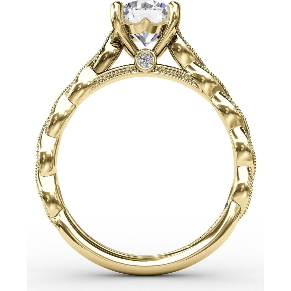 Twisted Diamond-Accented Engagement Ring Setting with Chevron Hidden Halo by Fana - 0.16 Carat Total Diamond Weight
