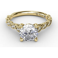 Twisted Diamond-Accented Engagement Ring Setting with Chevron Hidden Halo by Fana - 0.16 Carat Total Diamond Weight