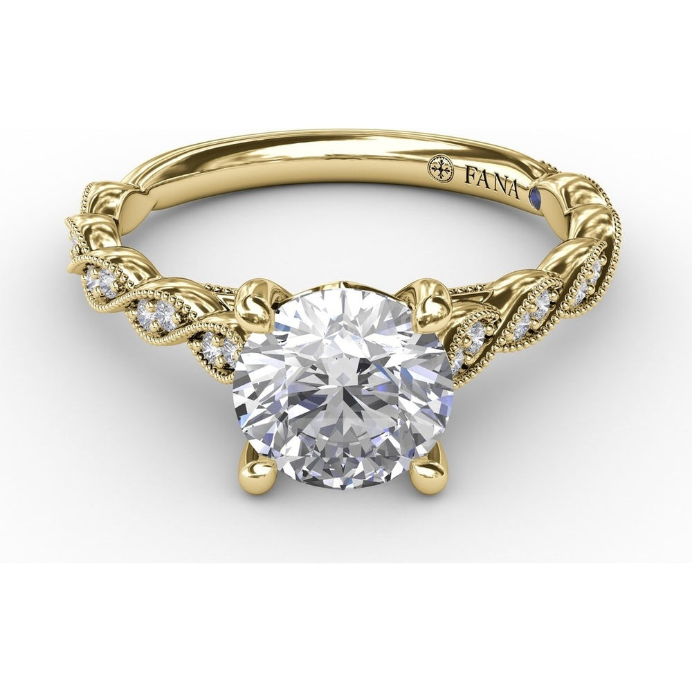 Twisted Diamond-Accented Engagement Ring Setting with Chevron Hidden Halo by Fana - 0.16 Carat Total Diamond Weight