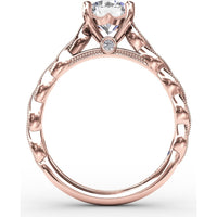 Twisted Diamond-Accented Engagement Ring Setting with Chevron Hidden Halo by Fana - 0.16 Carat Total Diamond Weight