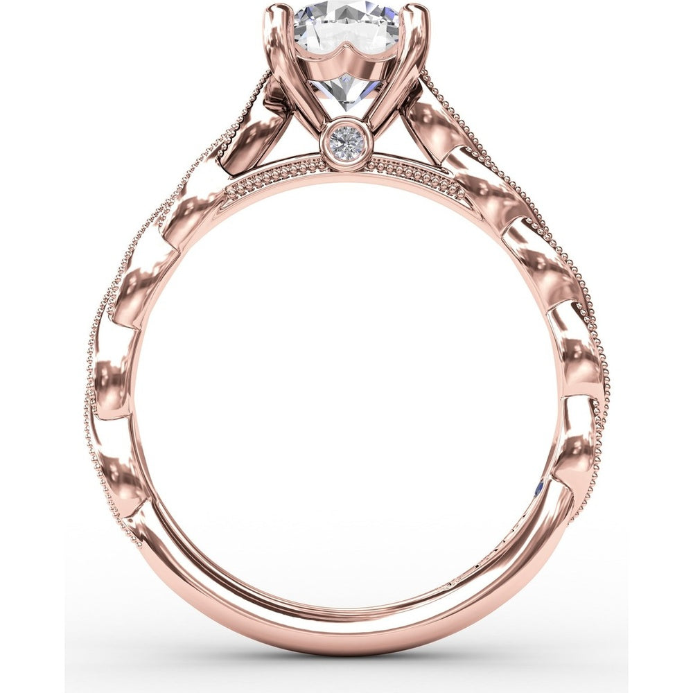Twisted Diamond-Accented Engagement Ring Setting with Chevron Hidden Halo by Fana - 0.16 Carat Total Diamond Weight