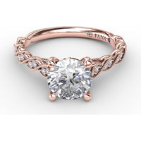 Twisted Diamond-Accented Engagement Ring Setting with Chevron Hidden Halo by Fana - 0.16 Carat Total Diamond Weight