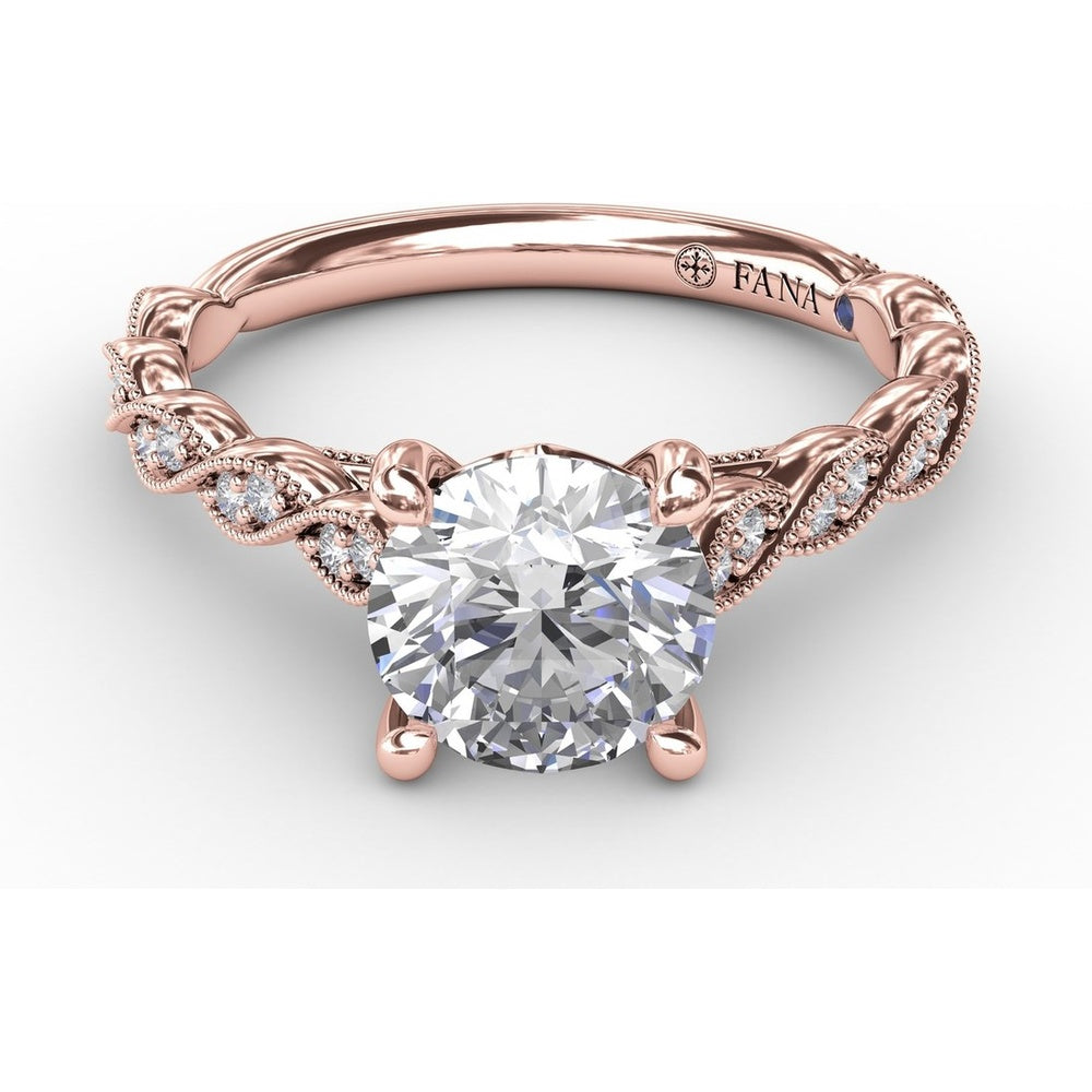 Twisted Diamond-Accented Engagement Ring Setting with Chevron Hidden Halo by Fana - 0.16 Carat Total Diamond Weight