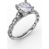 Twisted Diamond-Accented Engagement Ring Setting with Chevron Hidden Halo by Fana - 0.16 Carat Total Diamond Weight