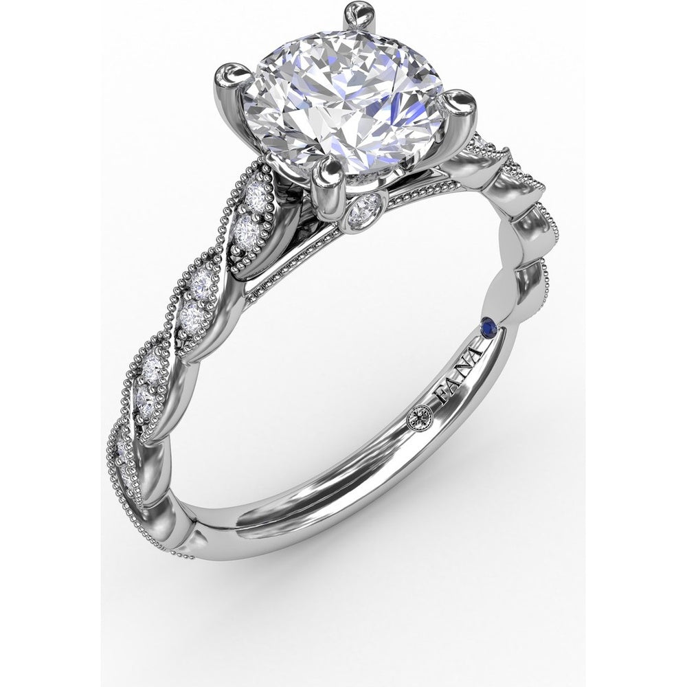 Twisted Diamond-Accented Engagement Ring Setting with Chevron Hidden Halo by Fana - 0.16 Carat Total Diamond Weight
