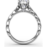 Twisted Diamond-Accented Engagement Ring Setting with Chevron Hidden Halo by Fana - 0.16 Carat Total Diamond Weight