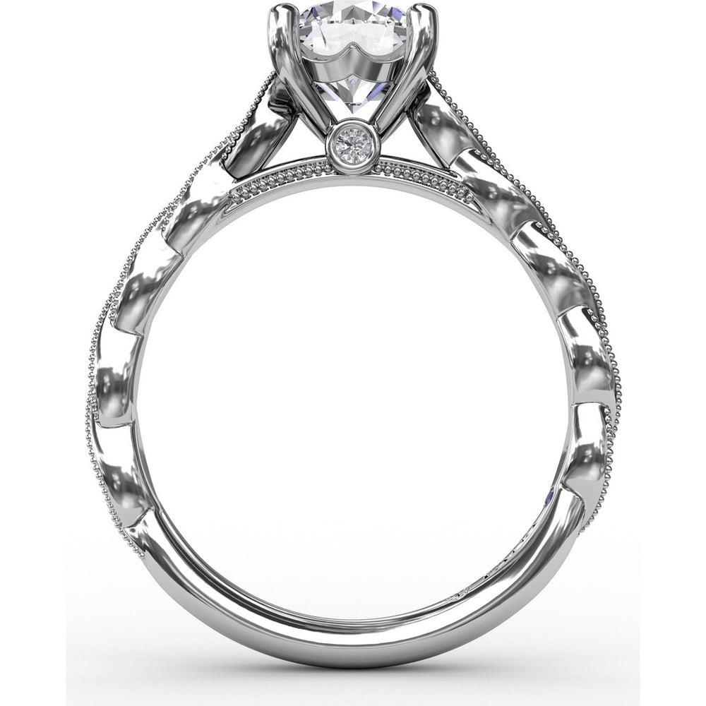 Twisted Diamond-Accented Engagement Ring Setting with Chevron Hidden Halo by Fana - 0.16 Carat Total Diamond Weight