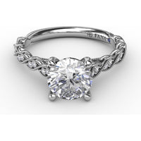 Twisted Diamond-Accented Engagement Ring Setting with Chevron Hidden Halo by Fana - 0.16 Carat Total Diamond Weight