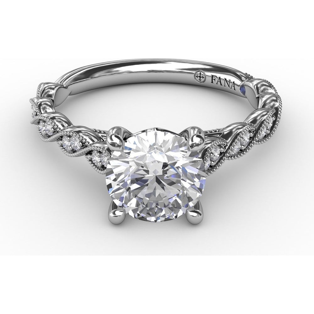 Twisted Diamond-Accented Engagement Ring Setting with Chevron Hidden Halo by Fana - 0.16 Carat Total Diamond Weight