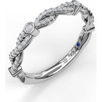 Twisted Diamond Band with Bezel Set Round Diamond Stations by Fana - 0.25 Carat Total Diamond Weight