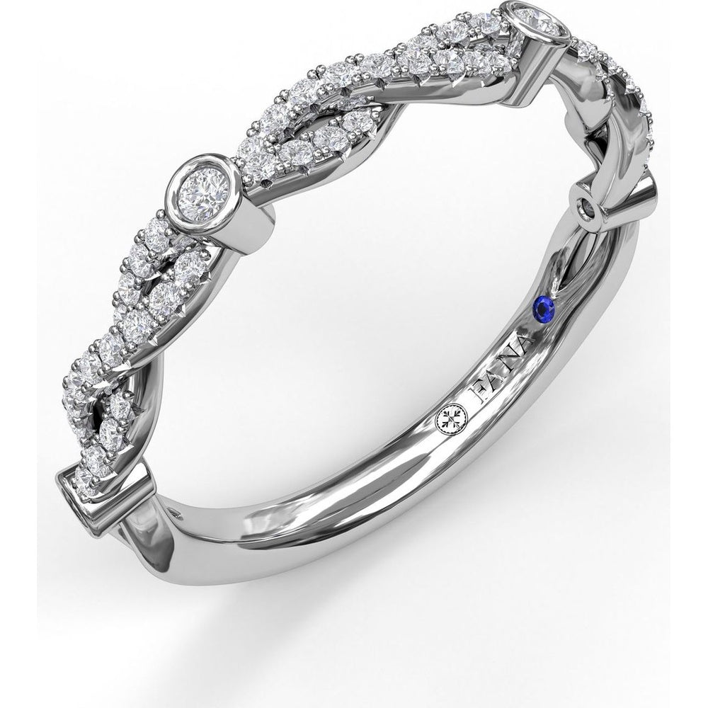 Twisted Diamond Band with Bezel Set Round Diamond Stations by Fana - 0.25 Carat Total Diamond Weight