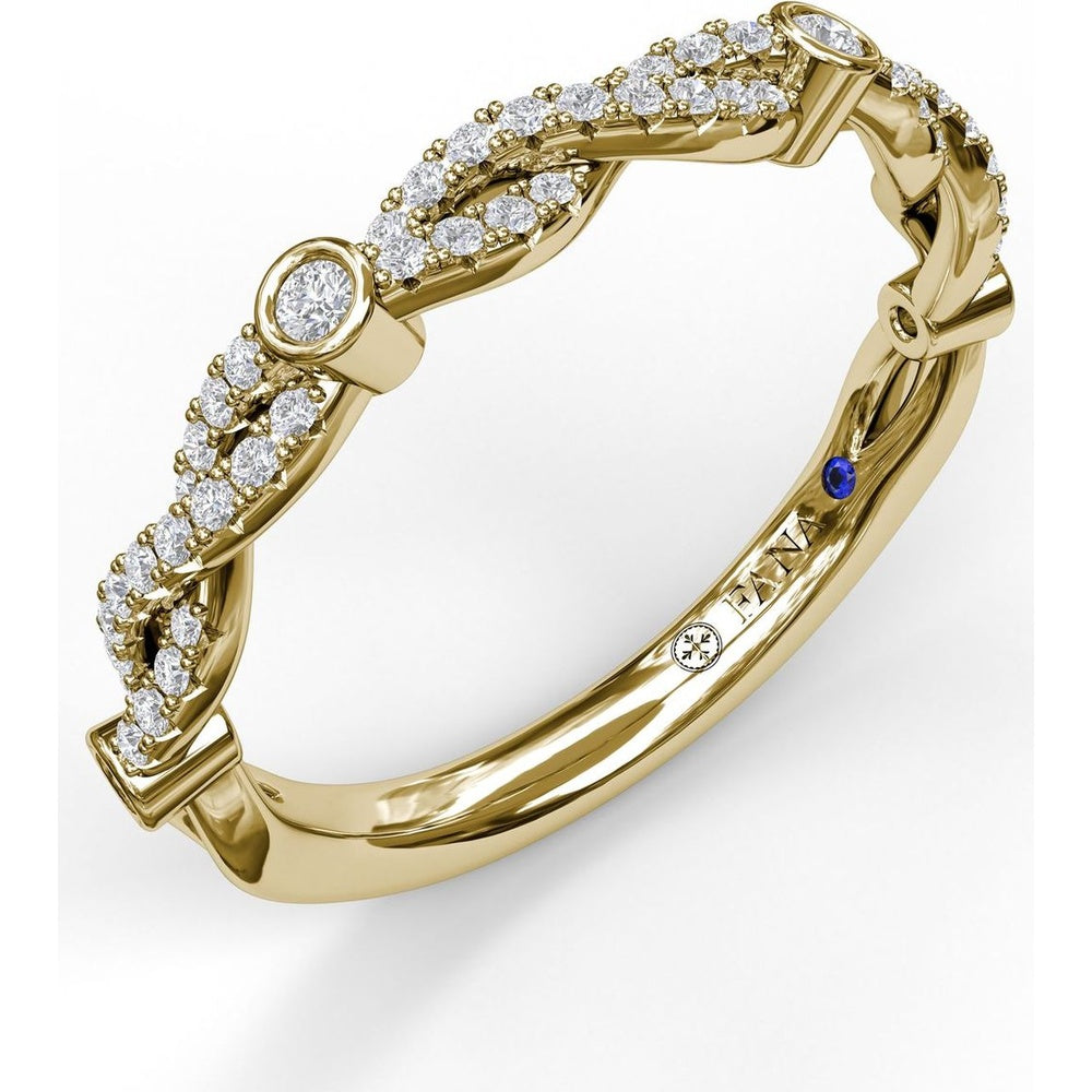 Twisted Diamond Band with Bezel Set Round Diamond Stations by Fana - 0.25 Carat Total Diamond Weight