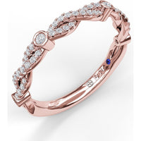 Twisted Diamond Band with Bezel Set Round Diamond Stations by Fana - 0.25 Carat Total Diamond Weight