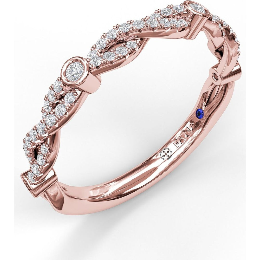 Twisted Diamond Band with Bezel Set Round Diamond Stations by Fana - 0.25 Carat Total Diamond Weight