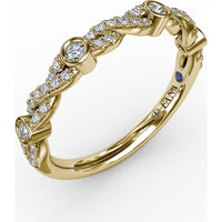 Twisted Diamond Band with Bezel Set Round Diamond Stations by Fana - 0.27 Carat Total Diamond Weight