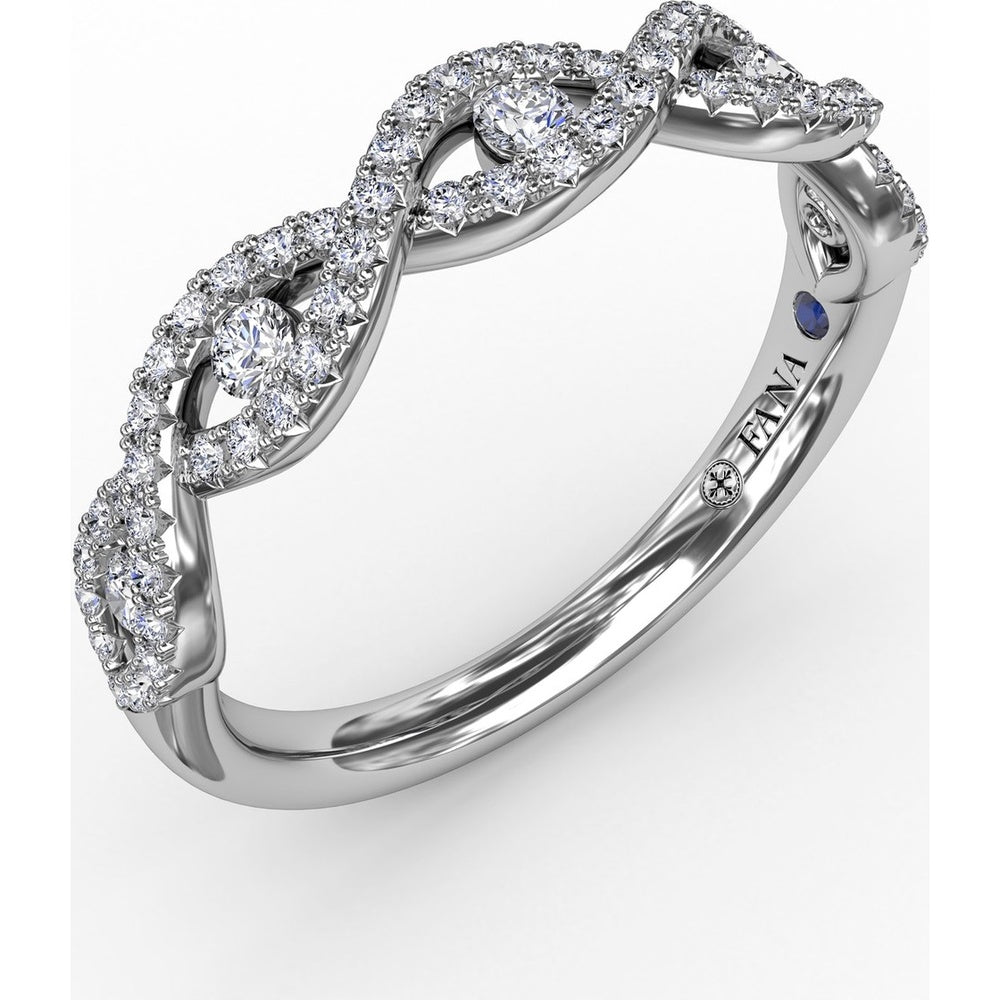 Twisted Diamond Band with Channel Set Round Diamonds by Fana - 0.41 Carat Total Diamond Weight