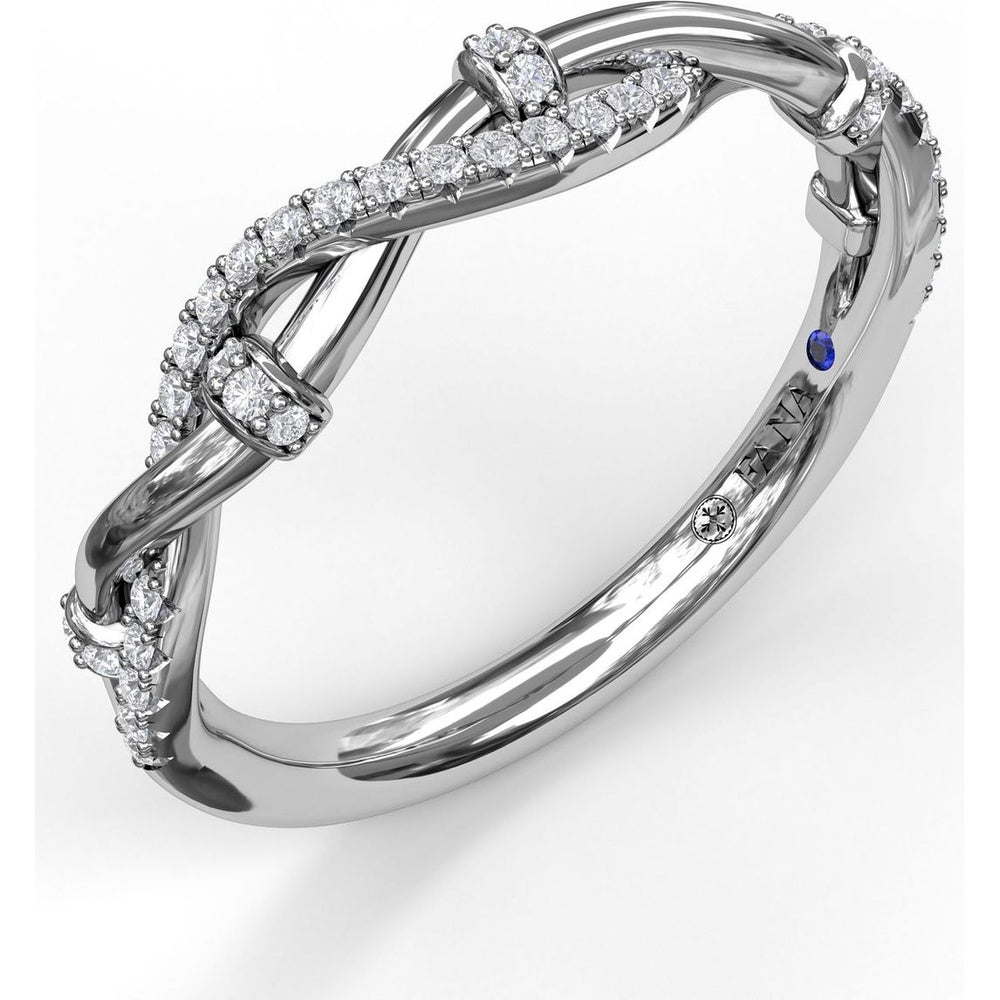 Twisted Diamond Band with Pavé Set Round Diamonds by Fana - 0.18 Carat Total Diamond Weight