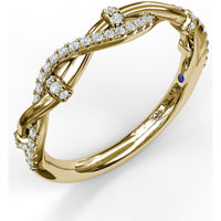 Twisted Diamond Band with Pavé Set Round Diamonds by Fana - 0.18 Carat Total Diamond Weight