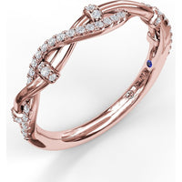 Twisted Diamond Band with Pavé Set Round Diamonds by Fana - 0.18 Carat Total Diamond Weight