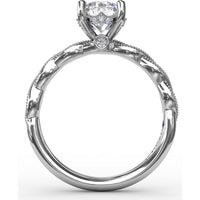 Twisted Diamond Engagement Ring Setting with Hidden Pavé Halo and Milgrain Details by Fana