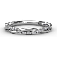 Twisted Diamond Wedding Band with Pavé Set Round Diamonds by Fana - 0.11 Carat Total Diamond Weight