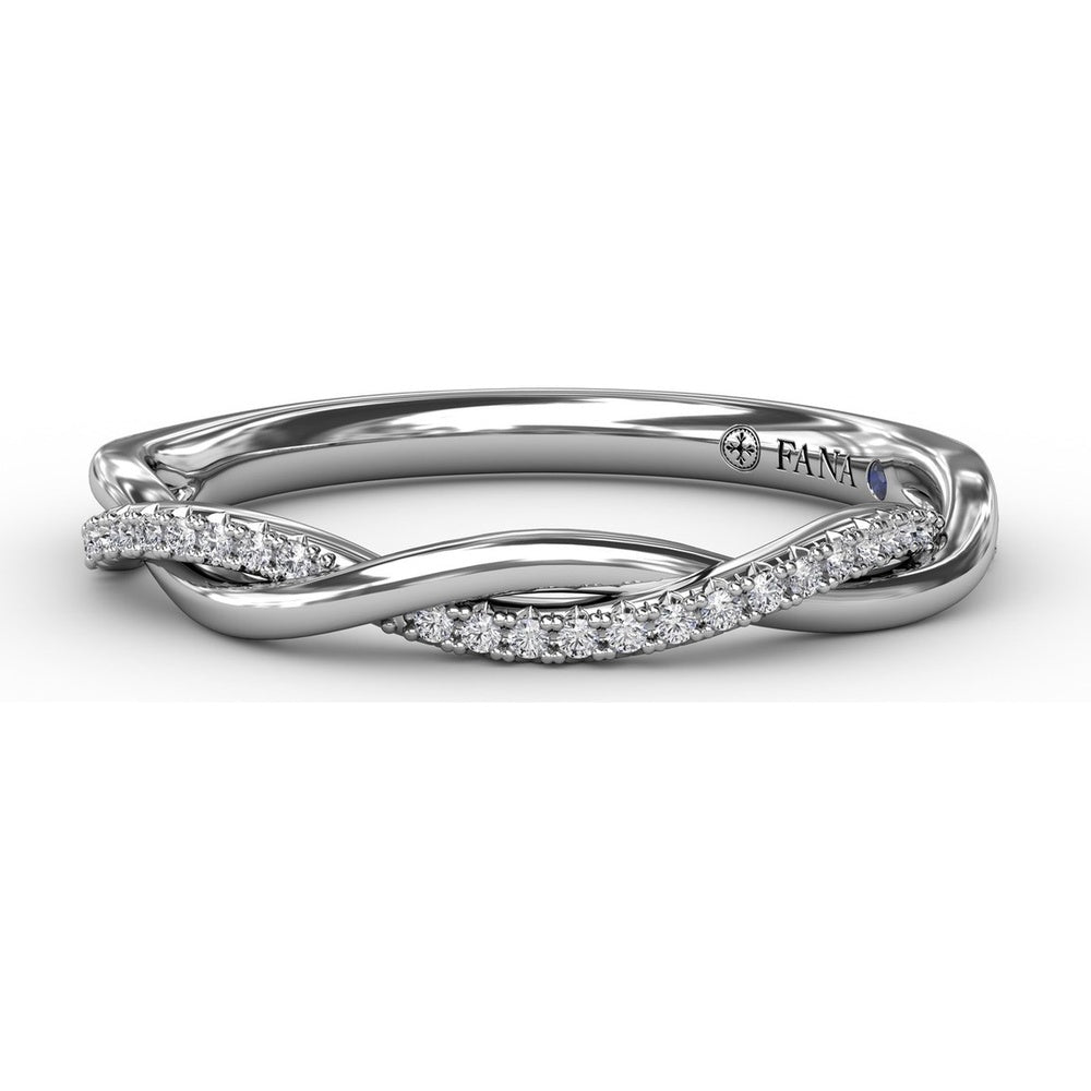 Twisted Diamond Wedding Band with Pavé Set Round Diamonds by Fana - 0.11 Carat Total Diamond Weight