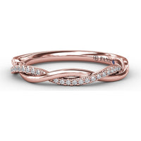 Twisted Diamond Wedding Band with Pavé Set Round Diamonds by Fana - 0.11 Carat Total Diamond Weight