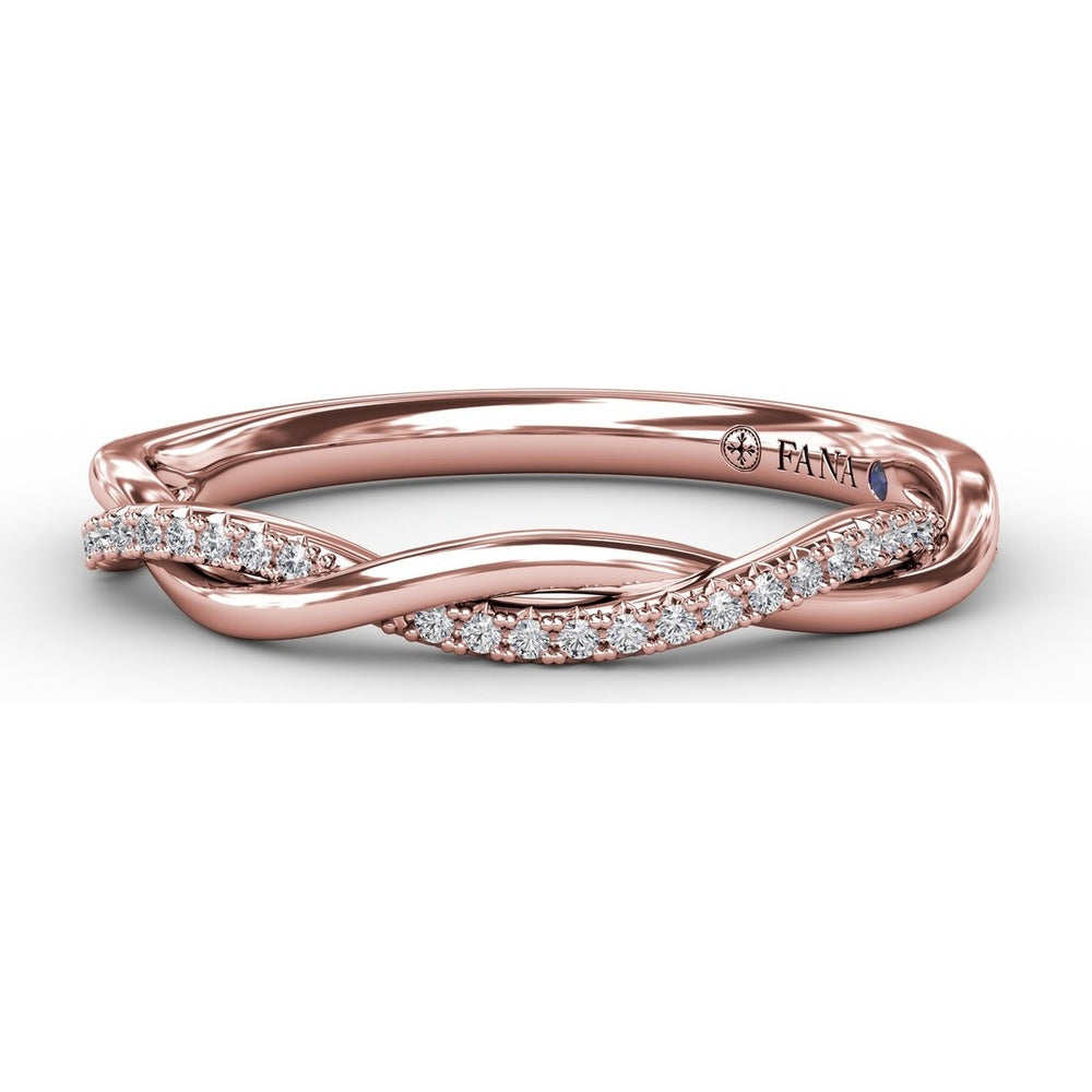 Twisted Diamond Wedding Band with Pavé Set Round Diamonds by Fana - 0.11 Carat Total Diamond Weight