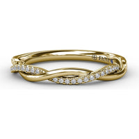 Twisted Diamond Wedding Band with Pavé Set Round Diamonds by Fana - 0.11 Carat Total Diamond Weight