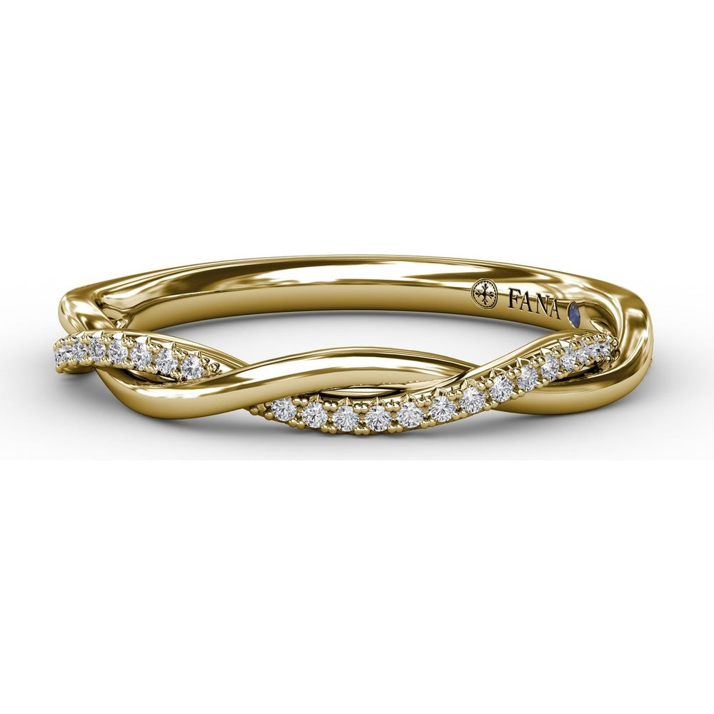 Twisted Diamond Wedding Band with Pavé Set Round Diamonds by Fana - 0.11 Carat Total Diamond Weight