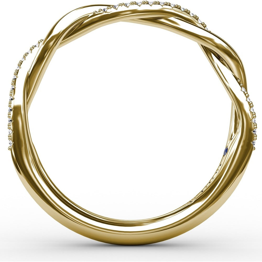 Twisted Diamond Wedding Band with Pavé Set Round Diamonds by Fana - 0.11 Carat Total Diamond Weight