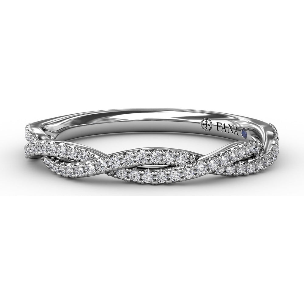 Twisted Diamond Wedding Band with Pavé-Set Round Diamonds by Fana - 0.21 Carat Total Diamond Weight