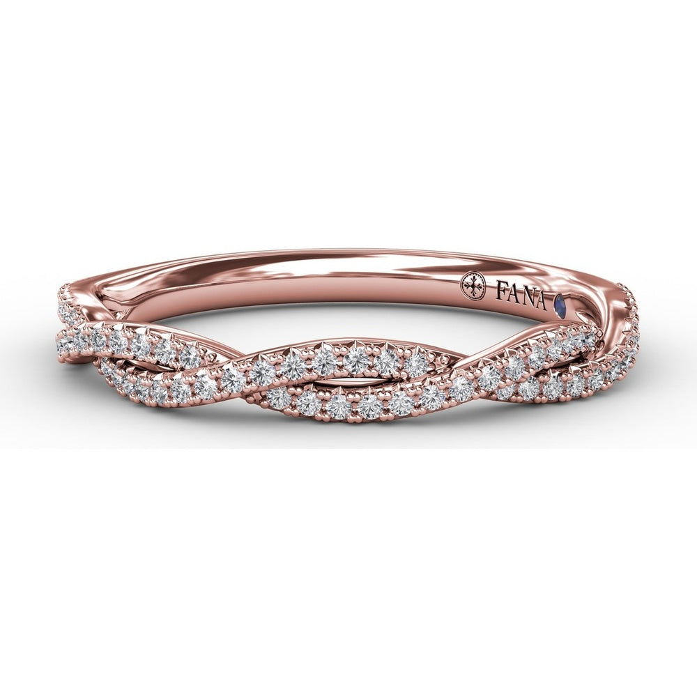 Twisted Diamond Wedding Band with Pavé-Set Round Diamonds by Fana - 0.21 Carat Total Diamond Weight