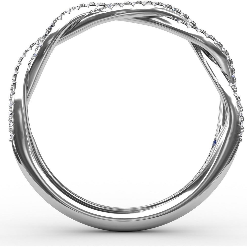 Twisted Diamond Wedding Band with Pavé-Set Round Diamonds by Fana - 0.21 Carat Total Diamond Weight