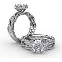 Twisted Diamond Wedding Band with Pavé-Set Round Diamonds by Fana - 0.21 Carat Total Diamond Weight