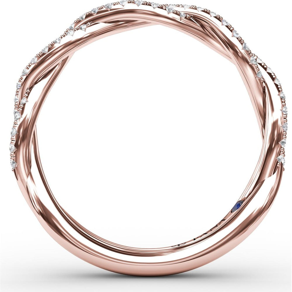Twisted Diamond Wedding Band with Pavé-Set Round Diamonds by Fana - 0.29 Carat Total Diamond Weight