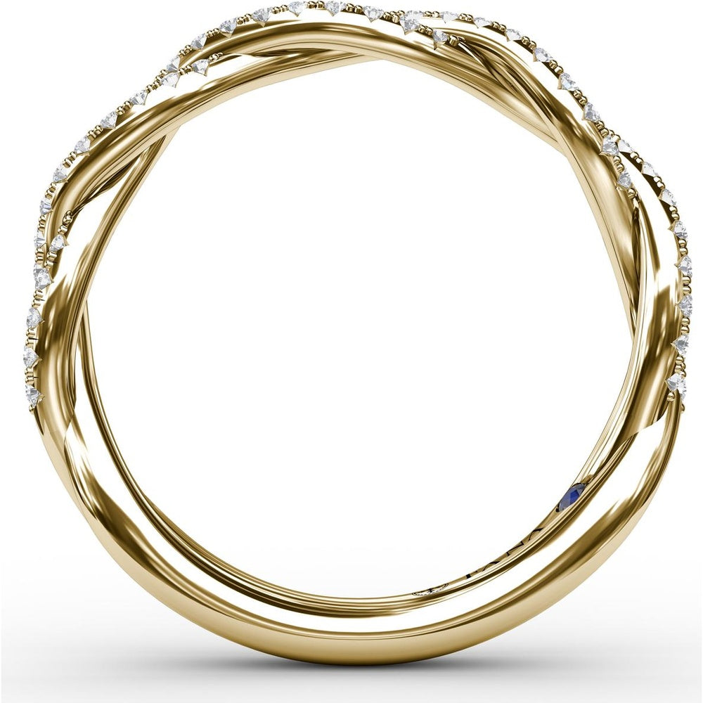 Twisted Diamond Wedding Band with Pavé-Set Round Diamonds by Fana - 0.29 Carat Total Diamond Weight