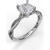 Twisted Engagement Ring Setting with Hidden Halo and Pavé Interwoven Band by Fana - 0.14 Carat Total Diamond Weight