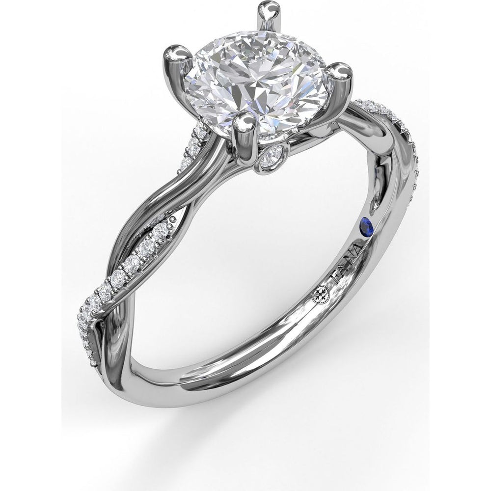 Twisted Engagement Ring Setting with Hidden Halo and Pavé Interwoven Band by Fana - 0.14 Carat Total Diamond Weight