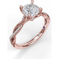 Twisted Engagement Ring Setting with Hidden Halo and Pavé Interwoven Band by Fana - 0.14 Carat Total Diamond Weight