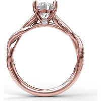 Twisted Engagement Ring Setting with Hidden Halo and Pavé Interwoven Band by Fana - 0.14 Carat Total Diamond Weight