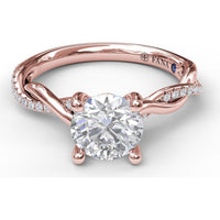 Twisted Engagement Ring Setting with Hidden Halo and Pavé Interwoven Band by Fana - 0.14 Carat Total Diamond Weight